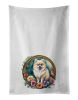 Pomeranian and Flowers Kitchen Towel Set of 2 White Dish Towels Decorative Bathroom Hand towel for Hand, Face, Hair, Yoga, Tea, Dishcloth, 19 X 28"