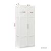 High wardrobe and kitchen cabinet with 2 doors and 3 partitions to separate 4 storage spaces,white