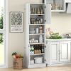 75" Kitchen Pantry Cabinet Tall Cupboard with Doors and Shelves