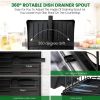 2 Tier Dish Rack for Kitchen Counter,Dish Drying Rack with 360°Drainage,Dish Drainboard Set with Cutlery Holder and 4 Cup Holder