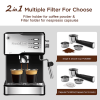 20Bar Espresso machine 950W semi-automatic coffee machine 1 cup / 2 cup compatible with ESE POD capsule filter and milk foam device steam rod steam ty