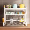 Over-the-Sink Dish Drying Rack with Cutlery Drainer and Expandable Storage