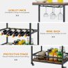 Mobile Kitchen Bar Cart Serving Trolley with Wine Rack