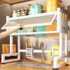 Over-the-Sink Dish Drying Rack with Cutlery Drainer and Expandable Storage