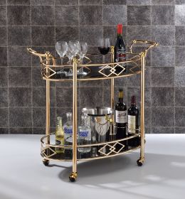 Ottesen Black Glass & Gold Finish Serving Cart
