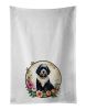 Portuguese Water Dog and Flowers Kitchen Towel Set of 2 White Dish Towels Decorative Bathroom Hand towel for Hand, Face, Hair, Yoga, Tea, Dishcloth