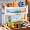 Over-the-Sink Dish Drying Rack with Cutlery Drainer and Expandable Storage