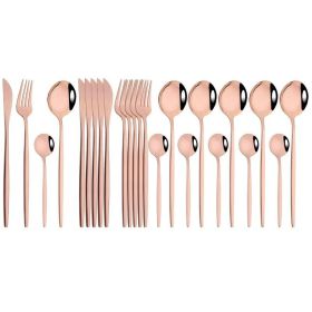 Commercial & Household 24Pcs Dinnerware Set Stainless Steel Flatware Tableware (type: Flatware Set, Color: rose gold)