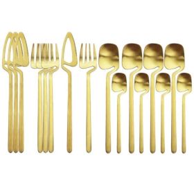 Desserts Soup Coffee Use 16pcs Table Decor Cutlery Sets (type: Flatware Set, Color: gold)