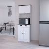 Tennant Kitchen Pantry with Drawer, 2 Cabinets, and Microwave Stand, White