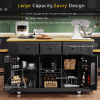 53 inch Large Kitchen Island with Drop Leaf,Power Outlet,Door Internal Storage Rack