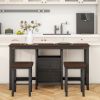 Farmhouse Rustic 3-piece Counter Height Wood Dining Table Set with Cabinet,2 Storage Drawers and 2 Stools for Small Places
