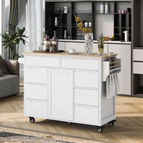K&K Store Kitchen Cart with Rubber Wood Countertop (Color: as Pic)