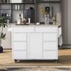 K&K Store Kitchen Cart with Rubber Wood Countertop