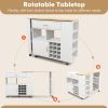 Reversible Folding Kitchen Island Cart with Wine Rack and Spice Rack