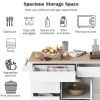 K&K Store Kitchen Cart with Rubber Wood Countertop