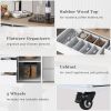K&K Store Kitchen Cart with Rubber Wood Countertop