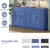 Vintage Distressed 4-Door Sideboard with Adjustable Shelves and Geometric Pattern for Dining Room,Kitchen and Living Room