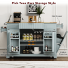 Fluted Kitchen Island with Trash Can Storage Cabinet, Power Outlet, Internal Storage Rack, Rolling Kitchen Islands on 5 Wheels with 3 Drawer