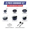 12-Piece Toxin-Free Ceramic Nonstick Pots and Pans Cookware Set, Dishwasher Safe