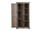 Tall Storage Cabinet Barn Door Storage Country Wood Rustic Farmhouse Pantry Cupboard Barn Door Kitchen Organizer Furniture Home Drawer Shelves