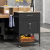 Rolling Kitchen Island Cart with Drawer and Towel Rack