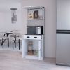 Tennant Kitchen Pantry with Drawer, 2 Cabinets, and Microwave Stand, White