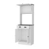 Tennant Kitchen Pantry with Drawer, 2 Cabinets, and Microwave Stand, White