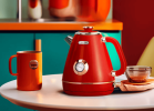 1200W dark gray electric kettle retro water Thermograph dial LED automatic off lamp SUS304 Food grade 1.7L / 57.5 oz Dark gray quick boiling cordless