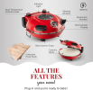 PSP005Cr Double Temperature Control Red Pizza Machine 1200W Portable Pizza Machine 12 inch Electric pizza oven 450°C
