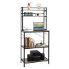 5-Tier Kitchen Bakers Rack with 10 S-Shaped Hooks, Industrial Microwave Oven Stand