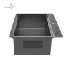 Aqucubic Gunmetal Black CUPC Handmade 304 Stainless Steel Topmount Kitchen Sink with Accessories and faucet