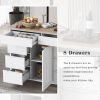 K&K Store Kitchen Cart with Rubber Wood Countertop