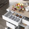 K&K Store Kitchen Cart with Rubber Wood Countertop