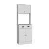 Tennant Kitchen Pantry with Drawer, 2 Cabinets, and Microwave Stand, White