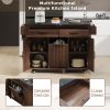 Kitchen Island with Trash Can Storage Cabinet, Kitchen Cart with Drop Leaf, Spice Rack, Towel Rack and Drawer