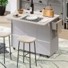 Kitchen Island with Trash Can Storage Cabinet, Kitchen Cart with Drop Leaf, Spice Rack, Towel Rack and Drawer