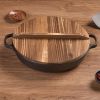 Uncoated Frying Pan with Dual Handles and Wooden Lid(AMZ Shipping)