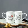 2 Pcs Valentine's Day Gift-Ceramic Couple Kiss Mugs Mr and Miss Couple Mugs